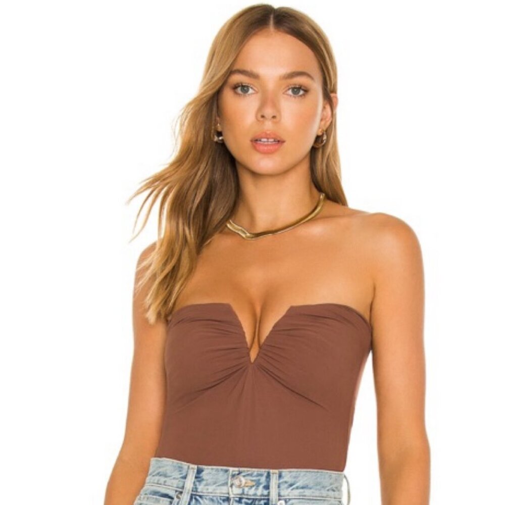 ALIX NYC Brown Strapless Sweetheart Bodysuit